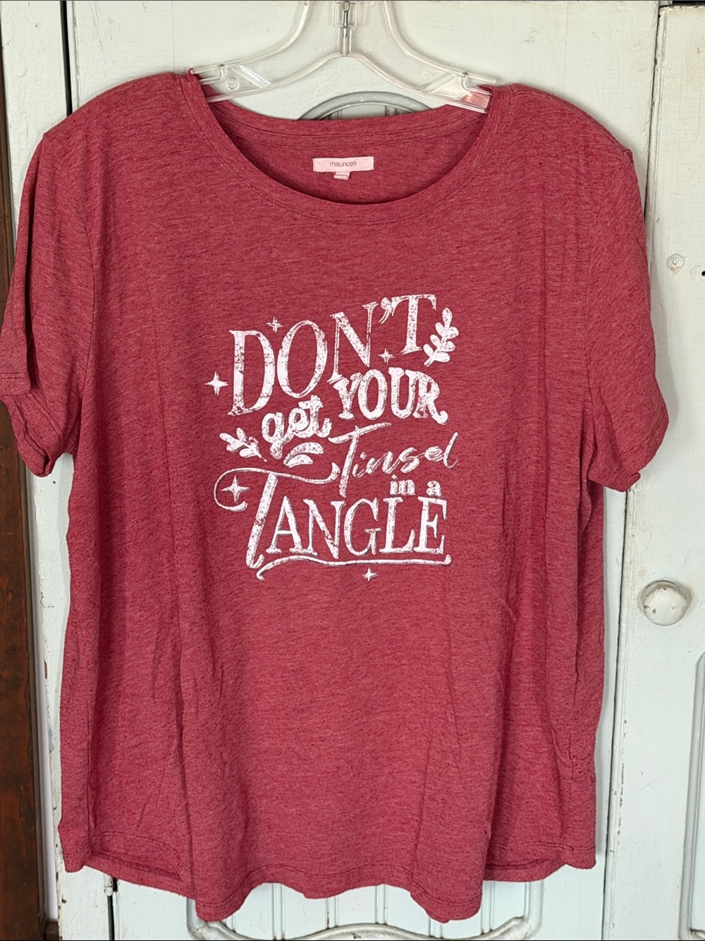 Maurices Red Short Sleeve Graphic Tee with White Script